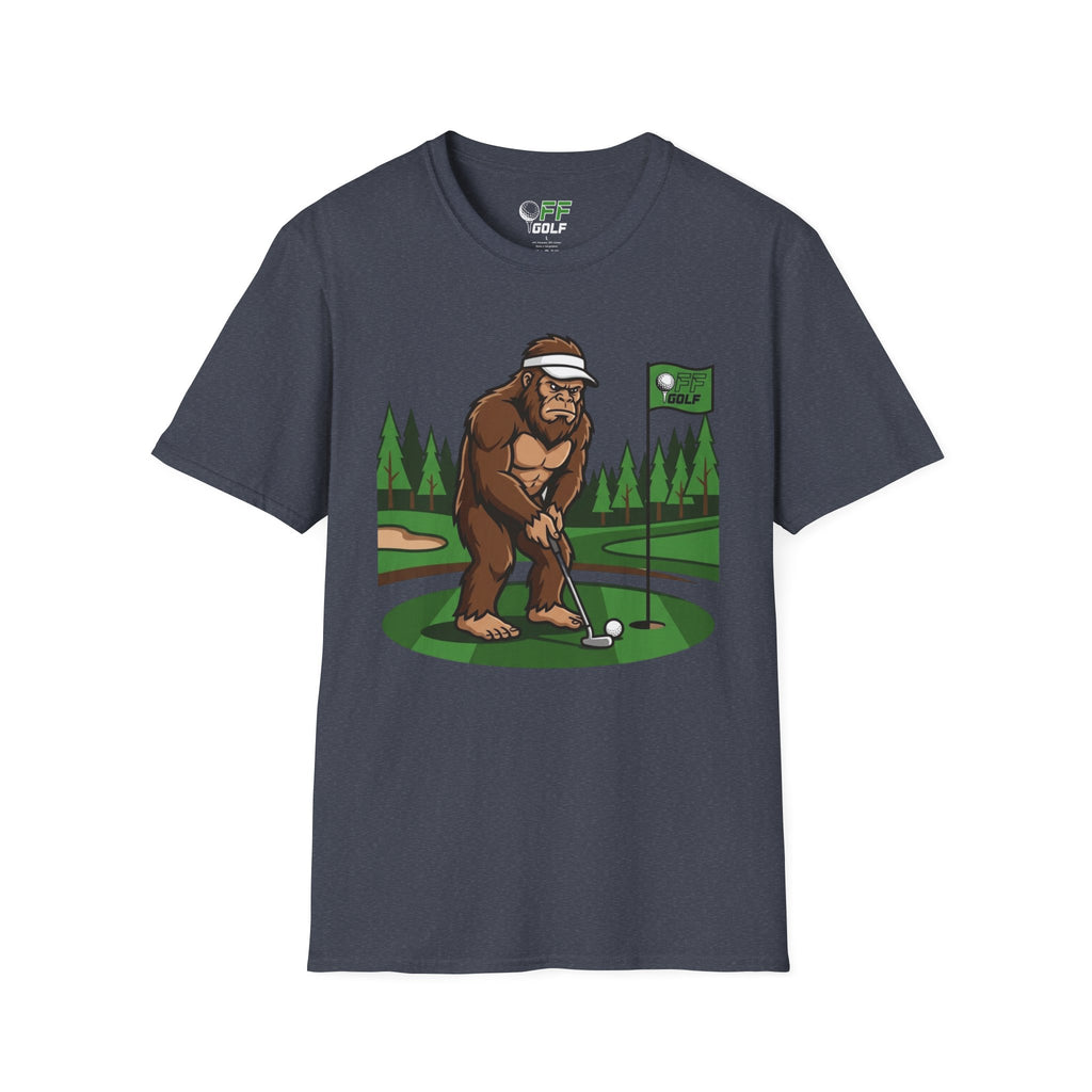 Bigfoot Golfer T-Shirt — Funny Sasquatch Putting Design Tee (16 colors)