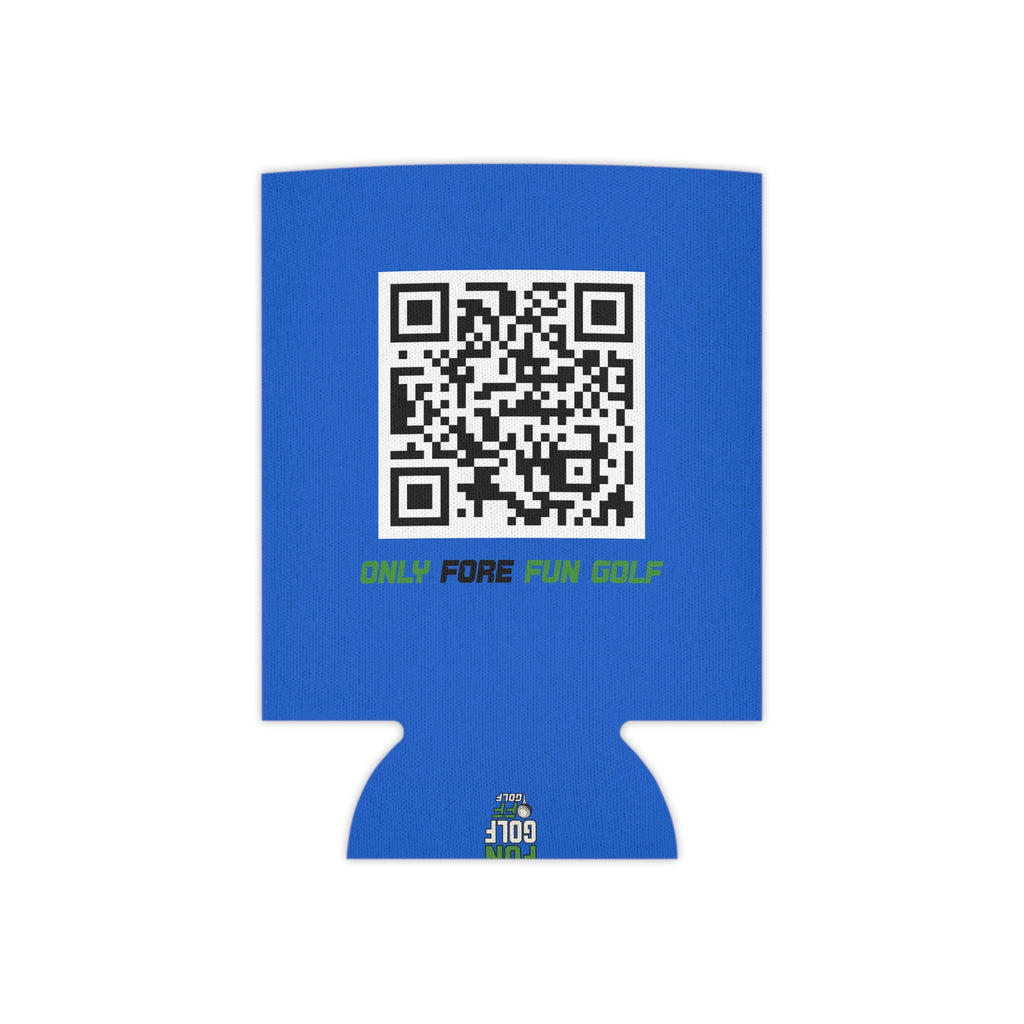 Off Golf Can Cooler — "Only Fore Fun Golf" QR Code Beverage Cooler - Blue
