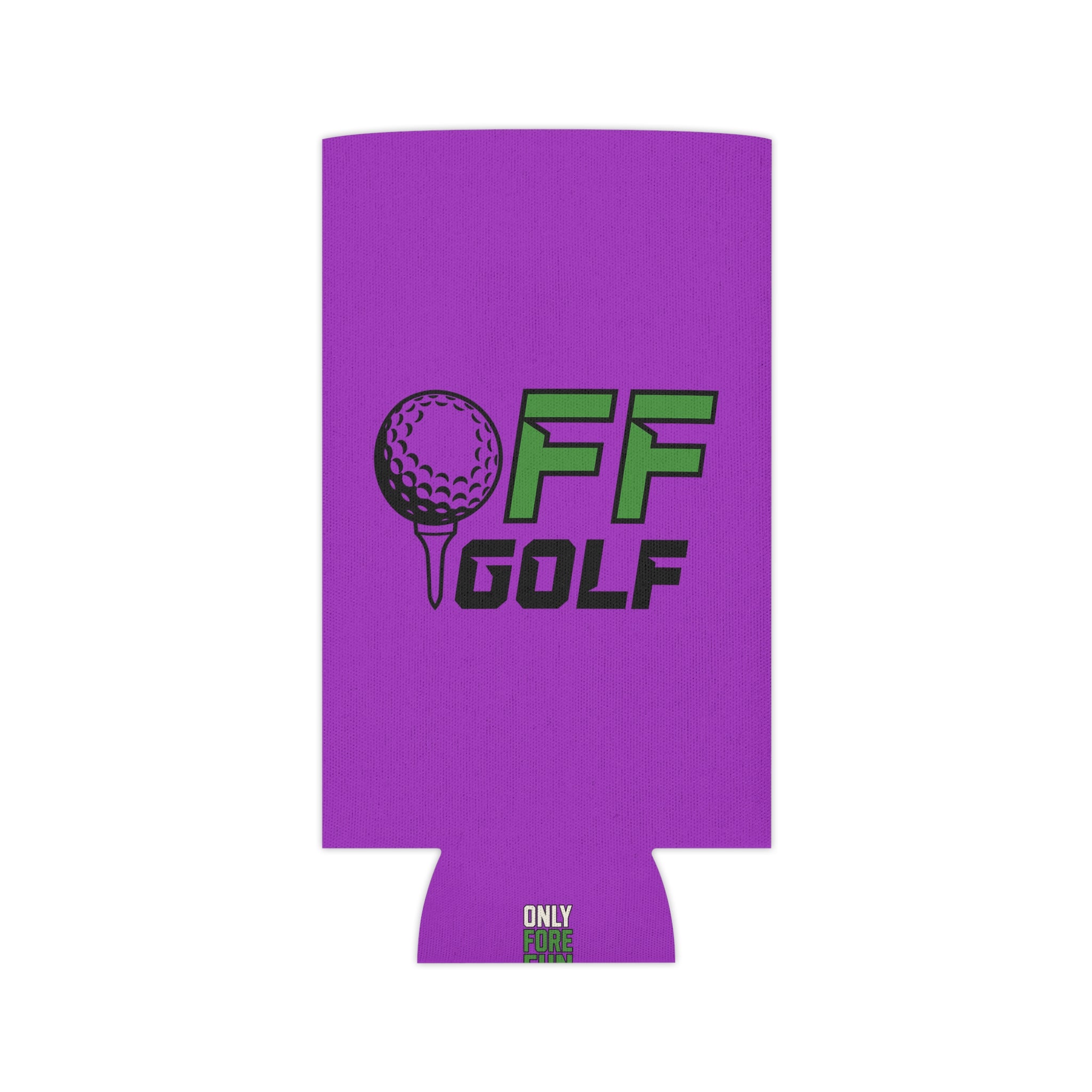 Regular and Slim Can Cooler — "Only Fore Fun Golf" QR Code Beverage Cooler - Purple
