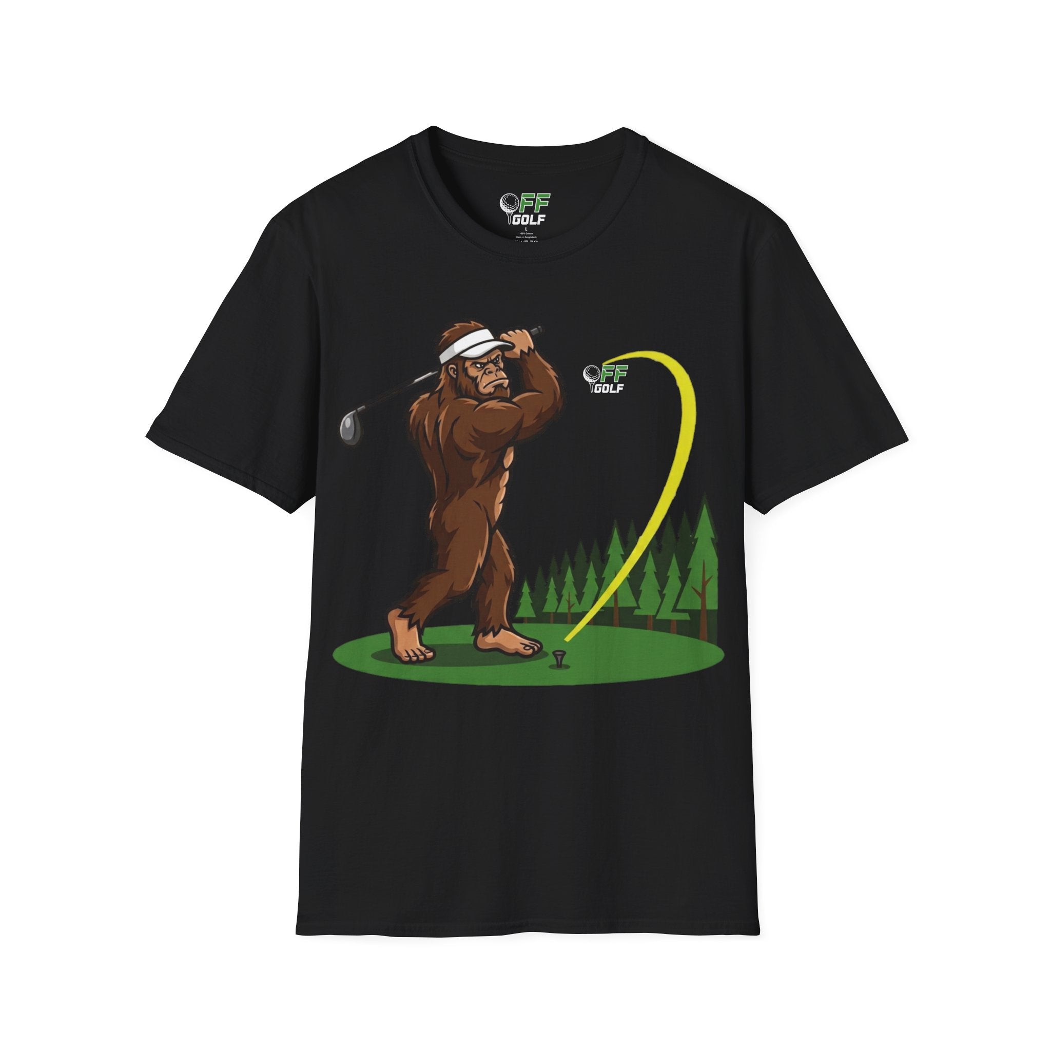 Sasquatch Golf Graphic T-Shirt — Bigfoot Golfer Funny Tee (16 colors)