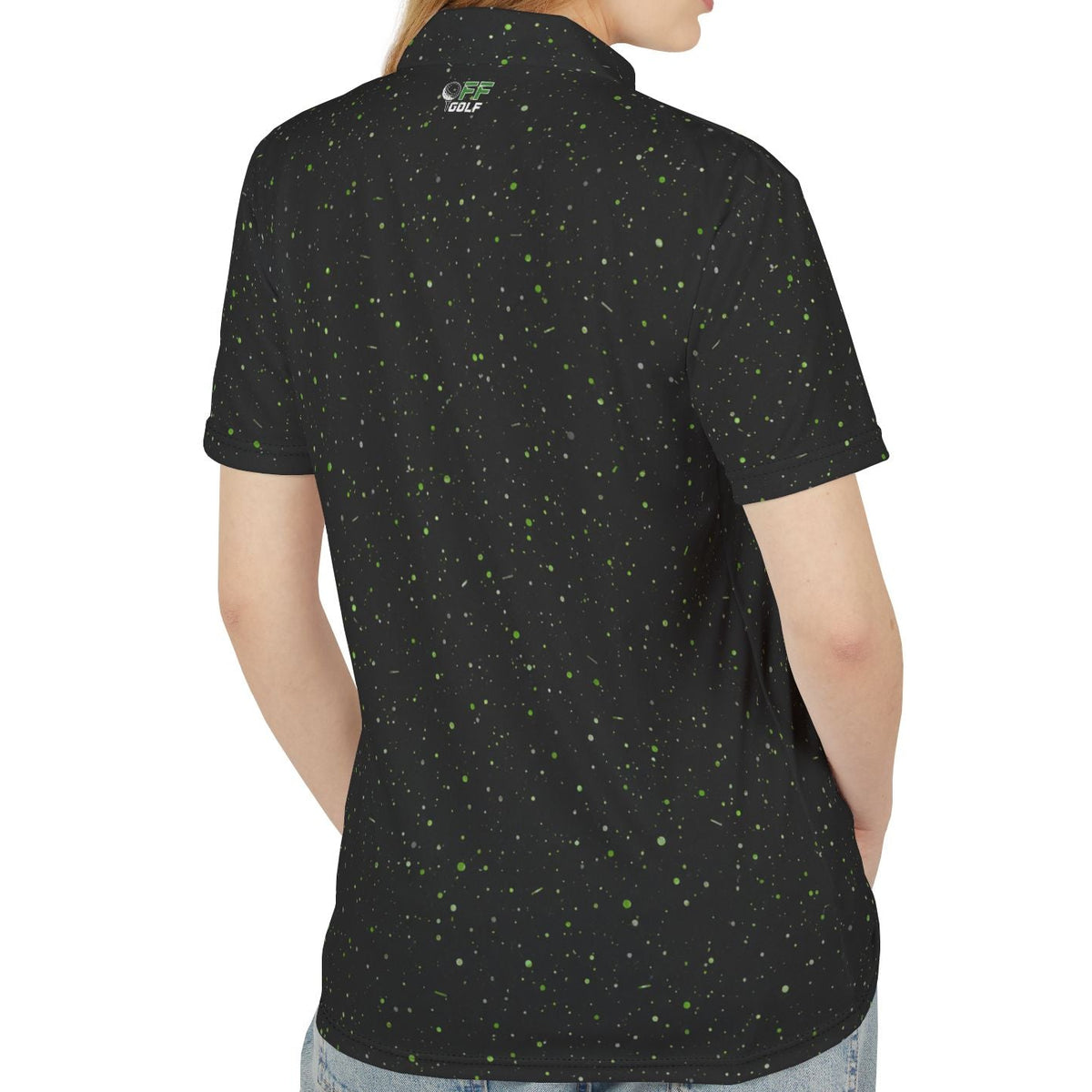 Golf Polo Shirt — Black Speckled Performance Polo Shirt
