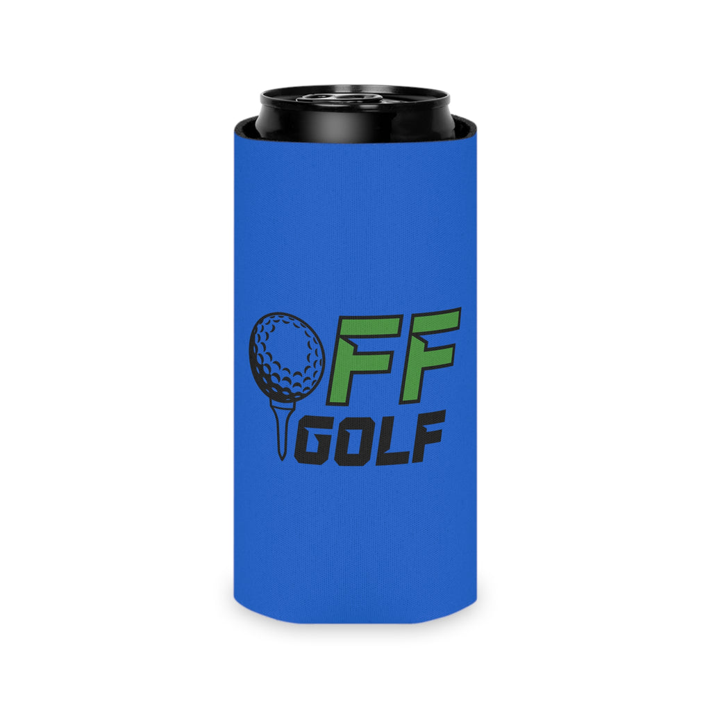 Off Golf Can Cooler — "Only Fore Fun Golf" QR Code Beverage Cooler - Blue