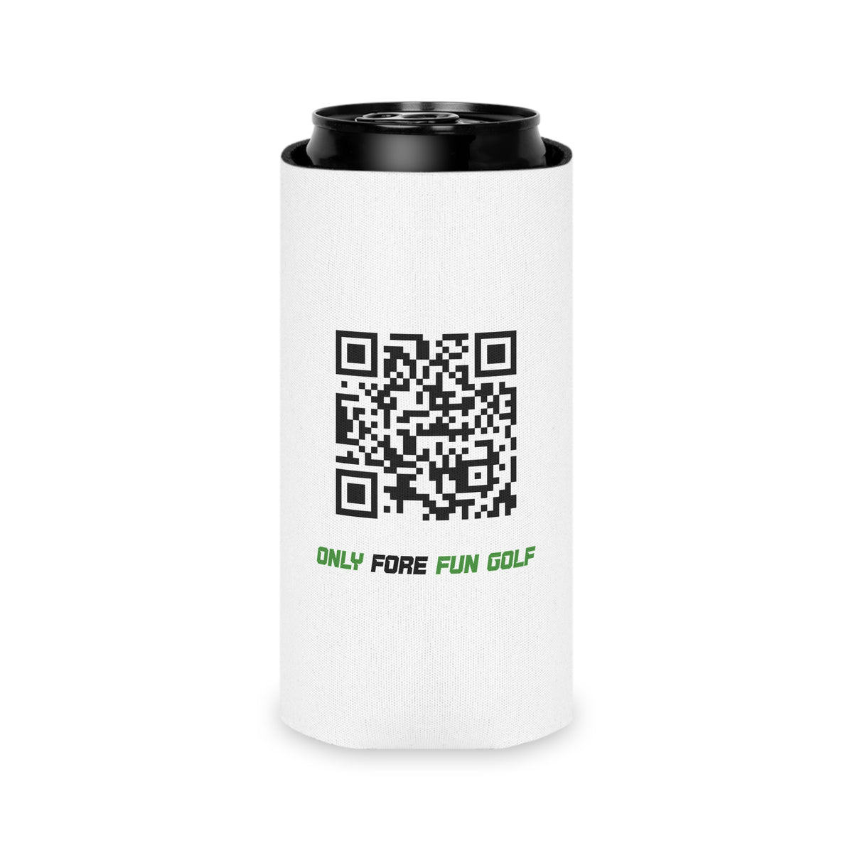 Off Golf Regular or Slim Can Cooler — "Only Fore Fun Golf" Beverage Cooler - White
