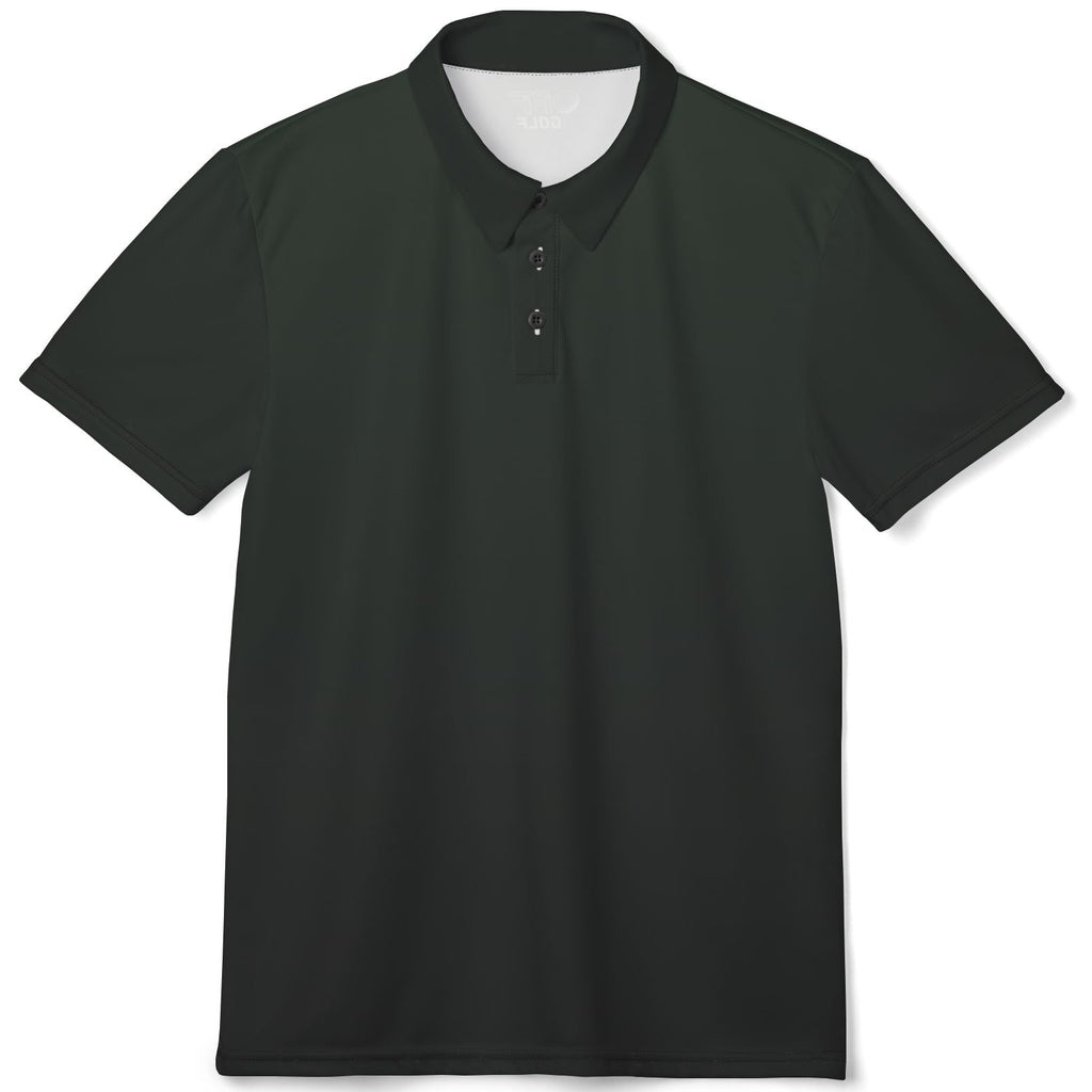 Black and white patterned polo shirt on a white background