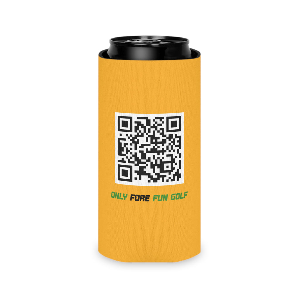Off Golf Regular or Slim Can Cooler — "Only Fore Fun Golf" Beverage Cooler - Collegiate Gold