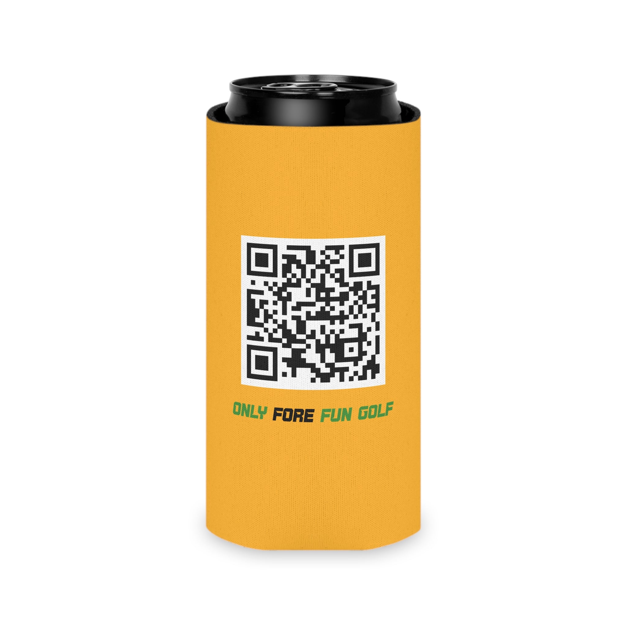 Off Golf Regular or Slim Can Cooler — "Only Fore Fun Golf" Beverage Cooler - Collegiate Gold