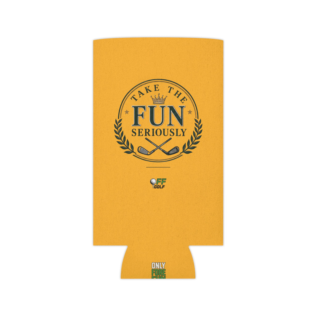 Can Cooler — 'Take the Fun Seriously' Beverage Cooler with QR Code Design - Gold