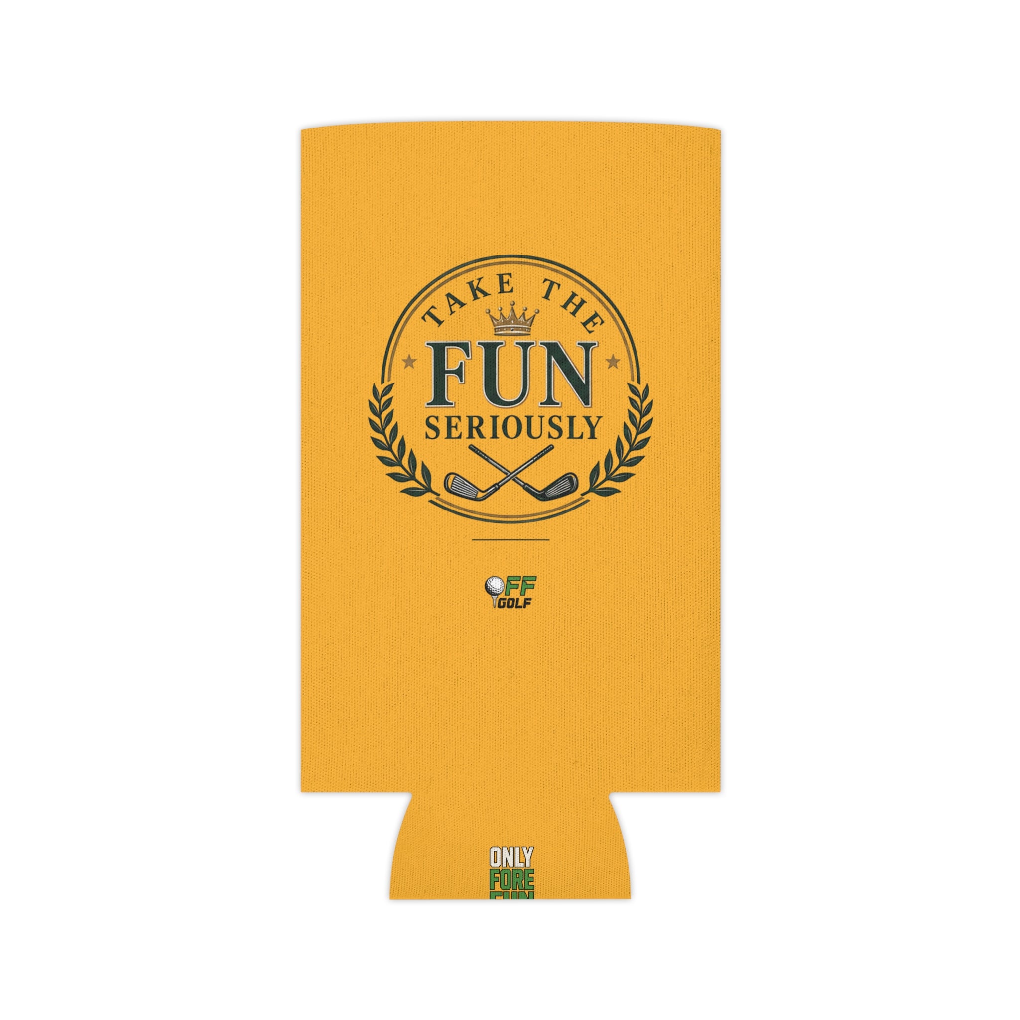 Can Cooler — 'Take the Fun Seriously' Beverage Cooler with QR Code Design - Gold