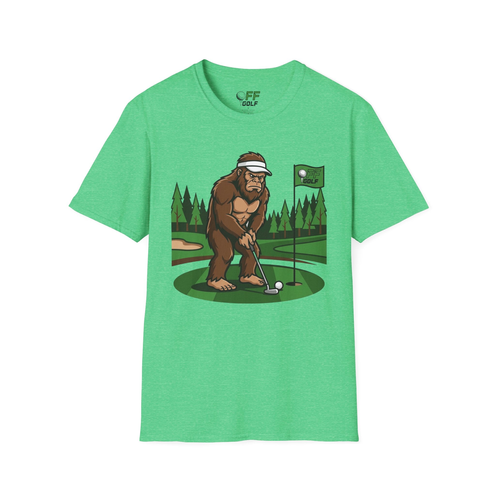 Bigfoot Golfer T-Shirt — Funny Sasquatch Putting Design Tee (16 colors)