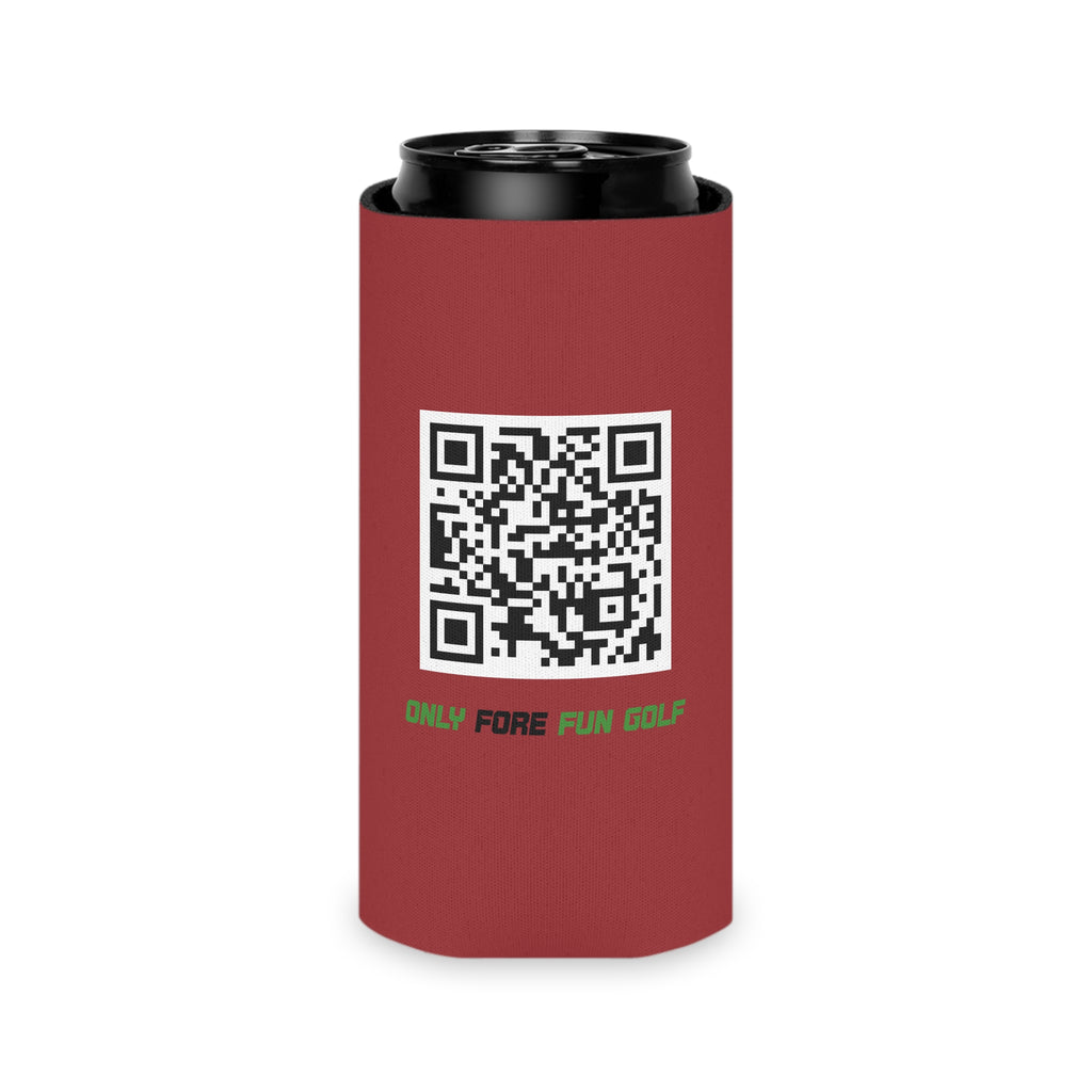 Can Cooler — "Only Fore Fun Golf" QR Code Beverage Cooler - Red