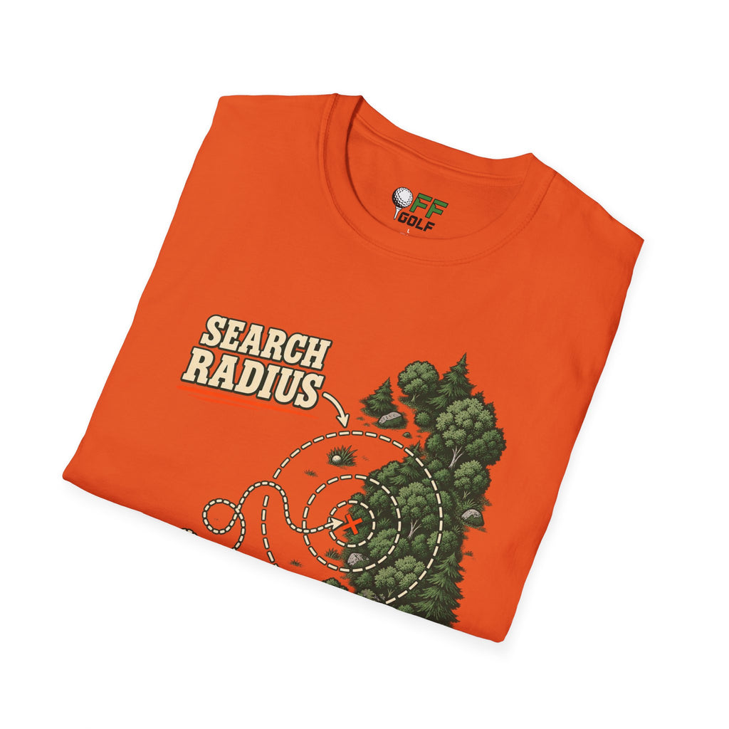 Golf Search Radius T-Shirt — Funny Golf Course Map Design (16 Colors)