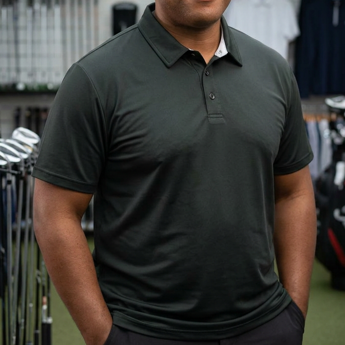 Golf Polo Shirt — Classic Black Performance Polo Shirt