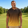Golf Polo Shirt — Gradient Brown to Gold Ombre Performance Polo