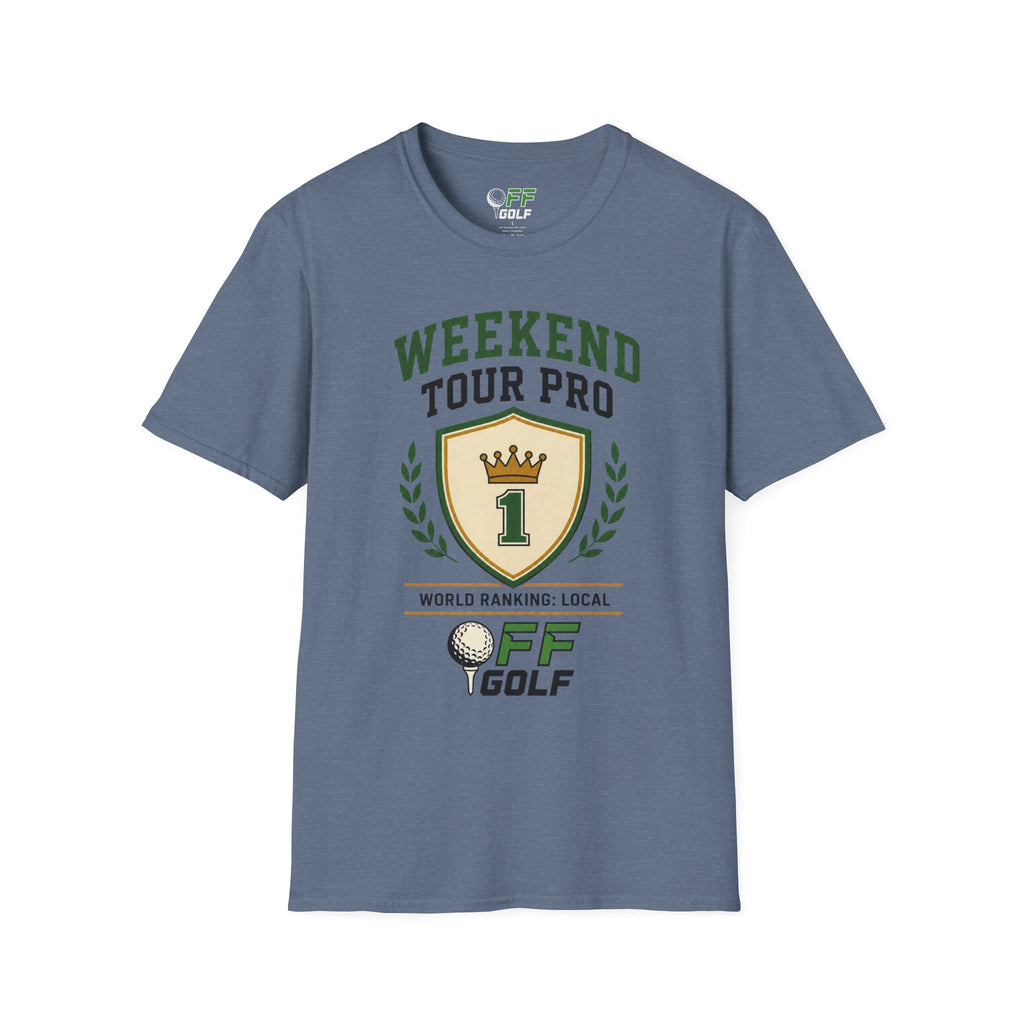 Weekend Tour Pro Golf T-Shirt — "Weekend Tour Pro" Crest Tee for Casual Golfers (16 colors)
