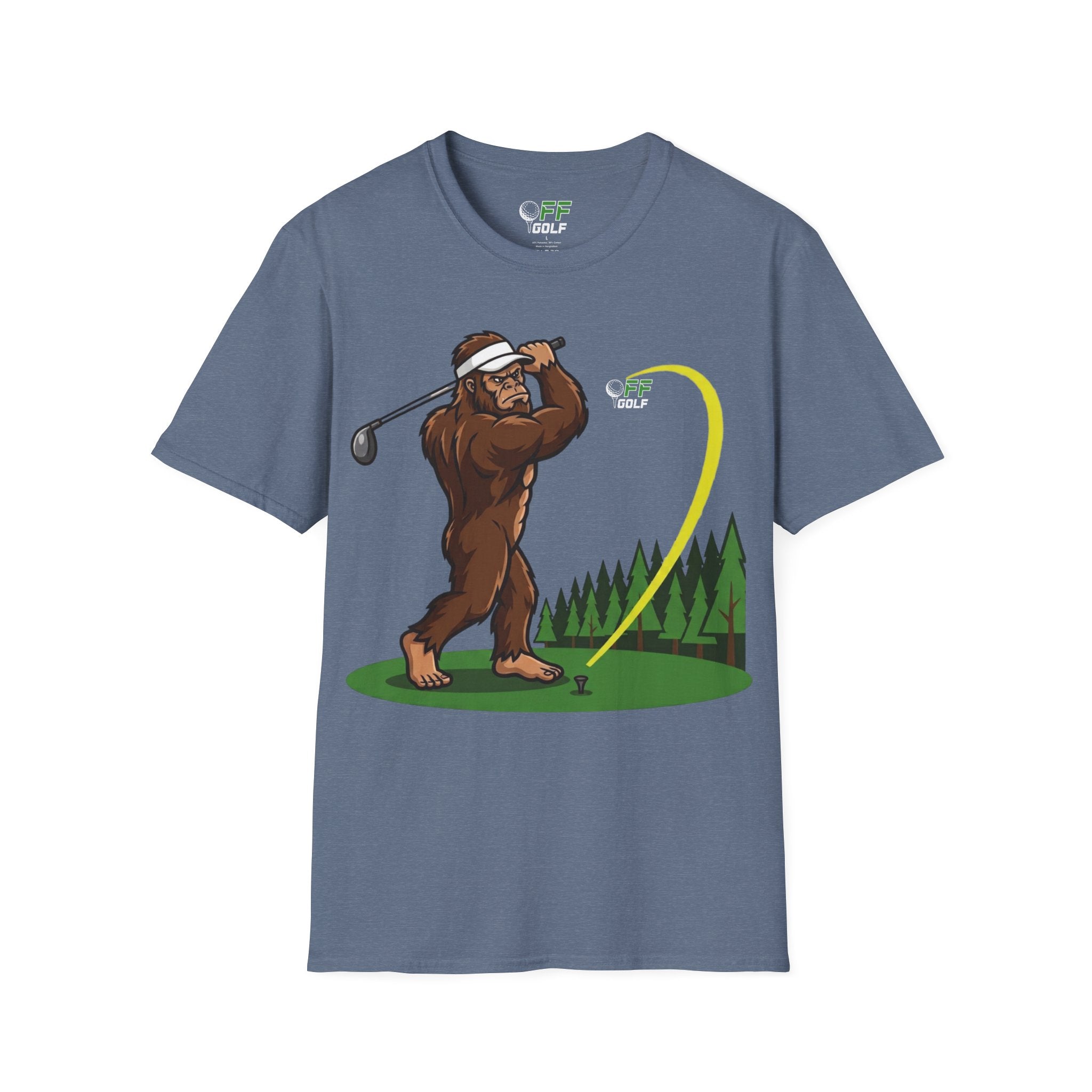 Sasquatch Golf Graphic T-Shirt — Bigfoot Golfer Funny Tee (16 colors)