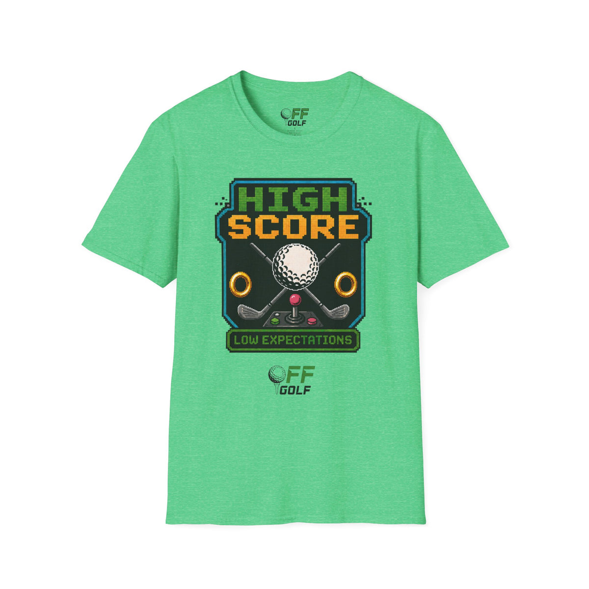 Golf T-Shirt — "High Score" Retro Arcade Pinball Golfing Tee (16 colors)