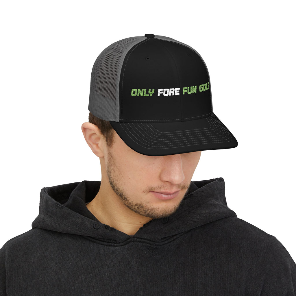 Golf Trucker Cap — "Only Fore Fun Golf" Embroidered Snapback (3 colors)