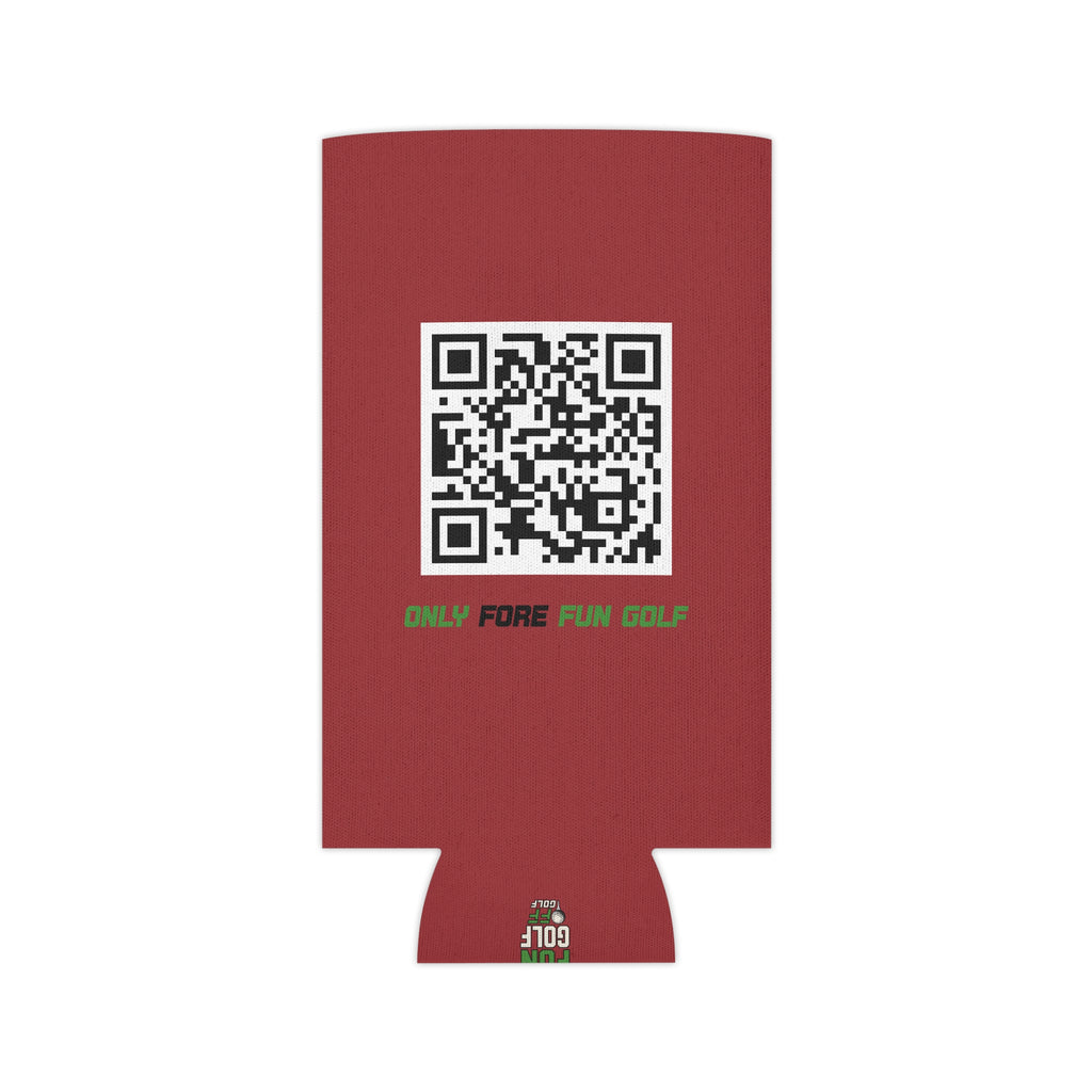 Can Cooler — "Only Fore Fun Golf" QR Code Beverage Cooler - Red