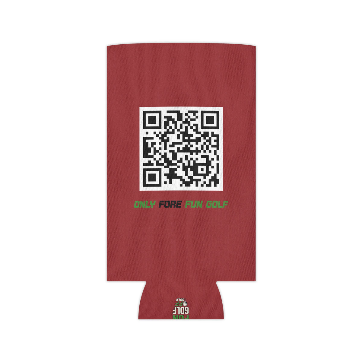 Can Cooler — "Only Fore Fun Golf" QR Code Beverage Cooler - Red