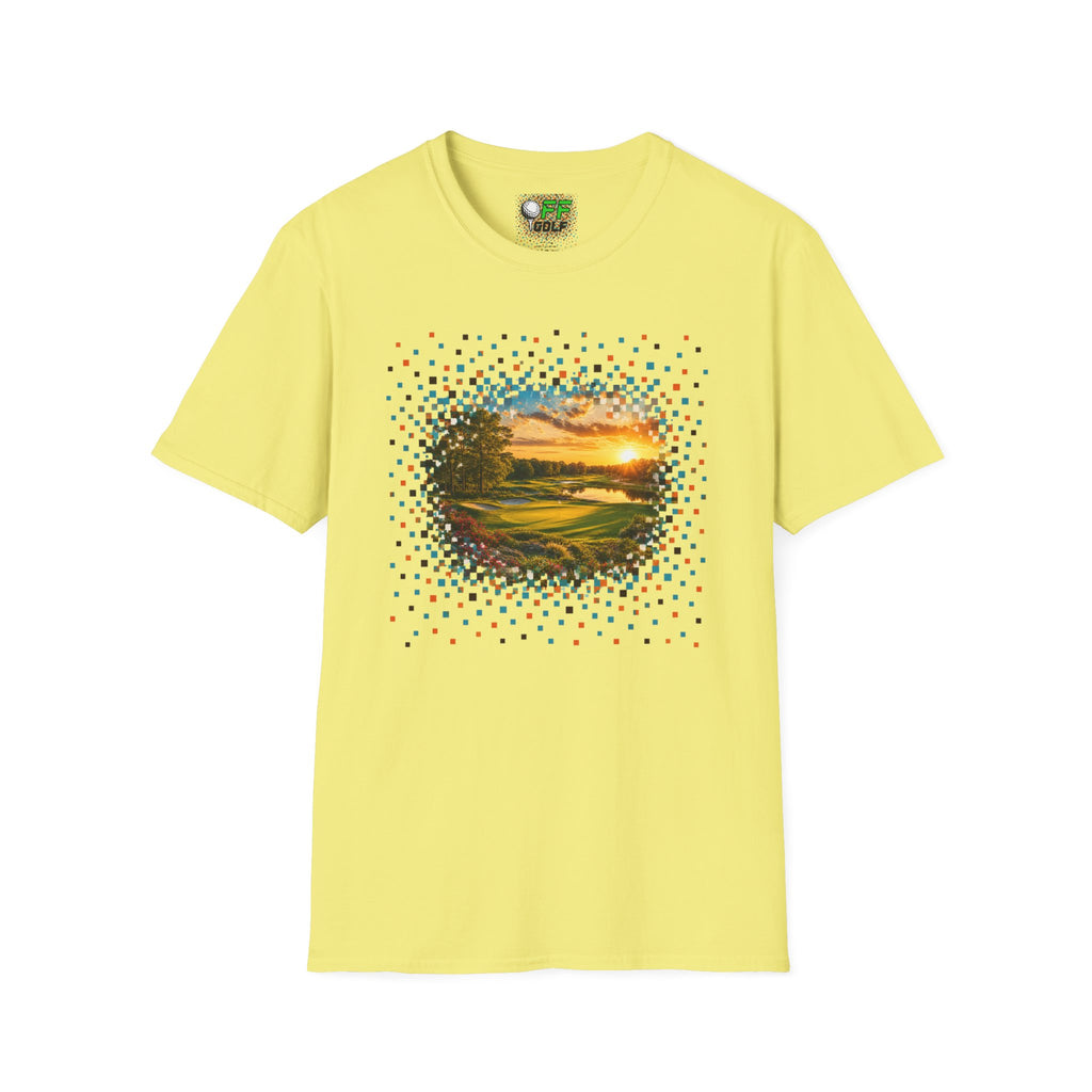 Sunset Golf Course T-Shirt — Scenic Fairway Sunset Graphic Tee (15 Colors)