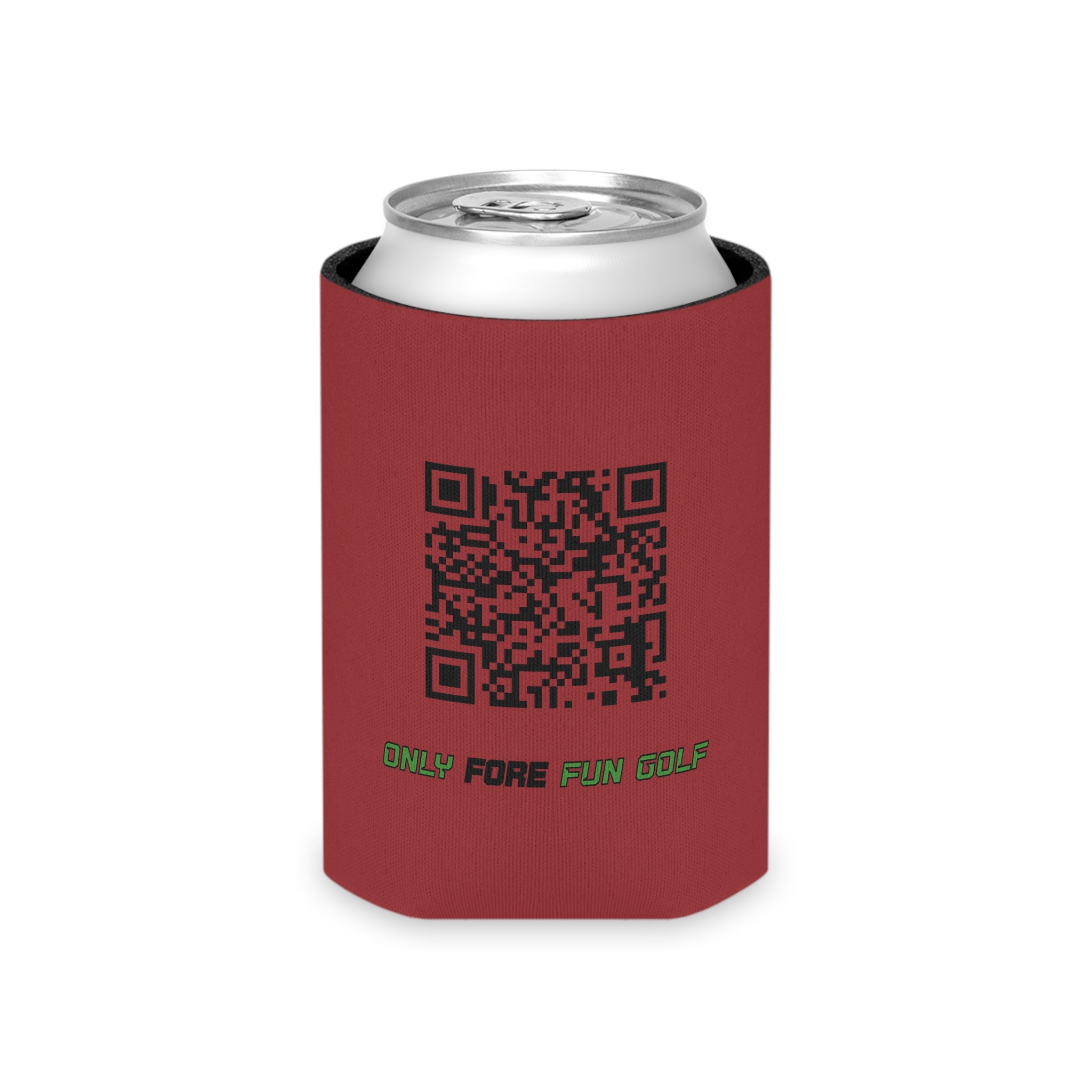 Can Cooler — 'Take the Fun Seriously' Beverage Cooler with QR Code Design - Red
