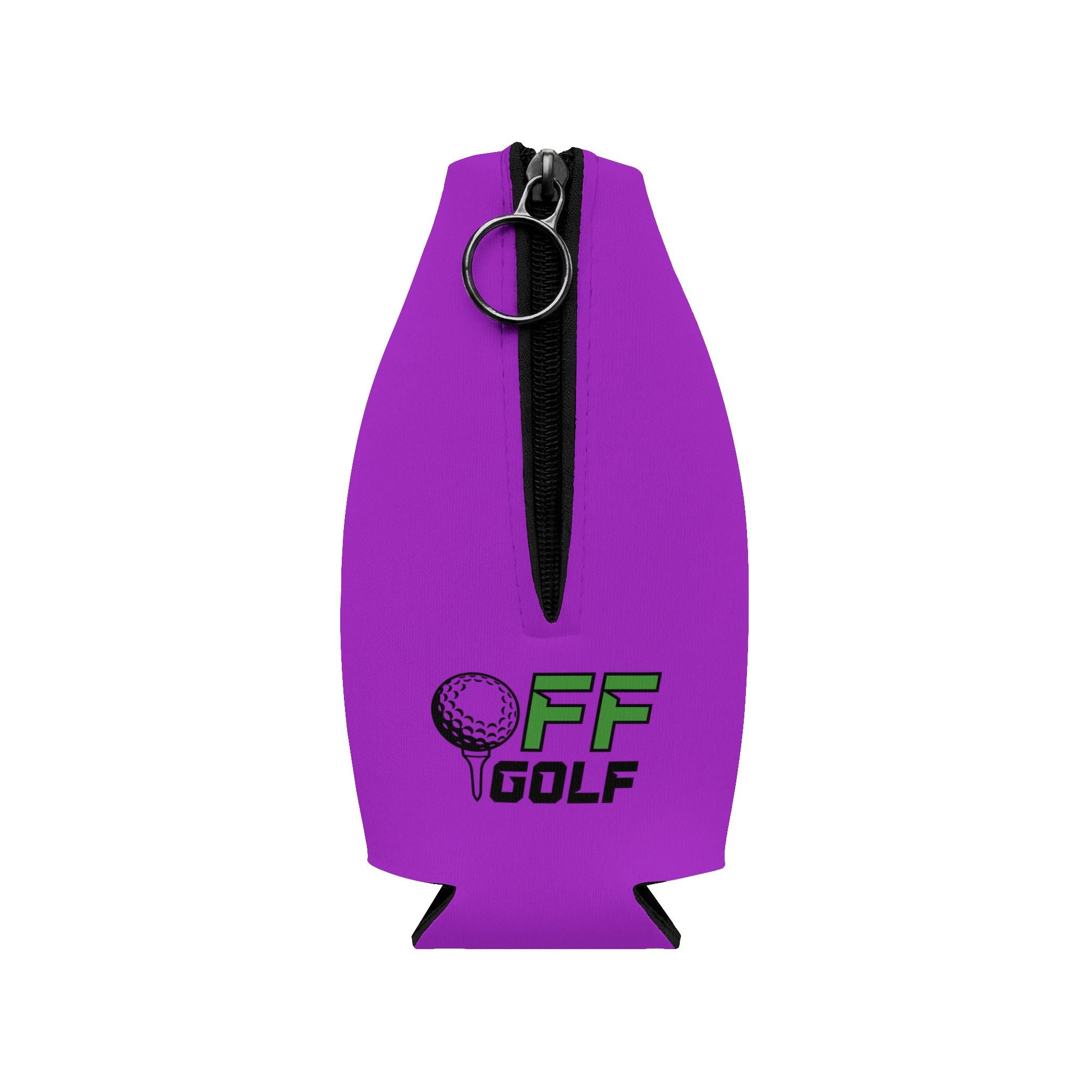 Zip-Up Bottle Cooler Sleeve — "Take the Fun Seriously" Golf Beverage Cooler - Purple