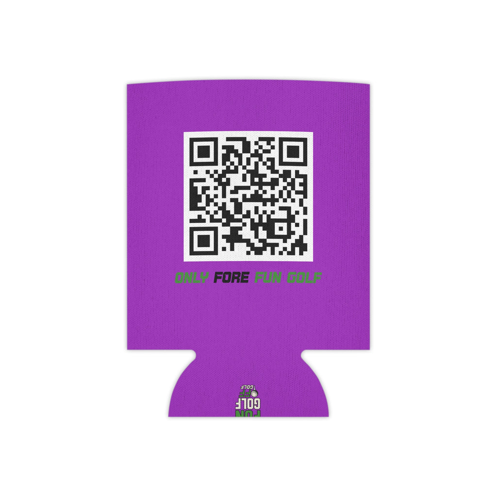 Regular and Slim Can Cooler — "Only Fore Fun Golf" QR Code Beverage Cooler - Purple