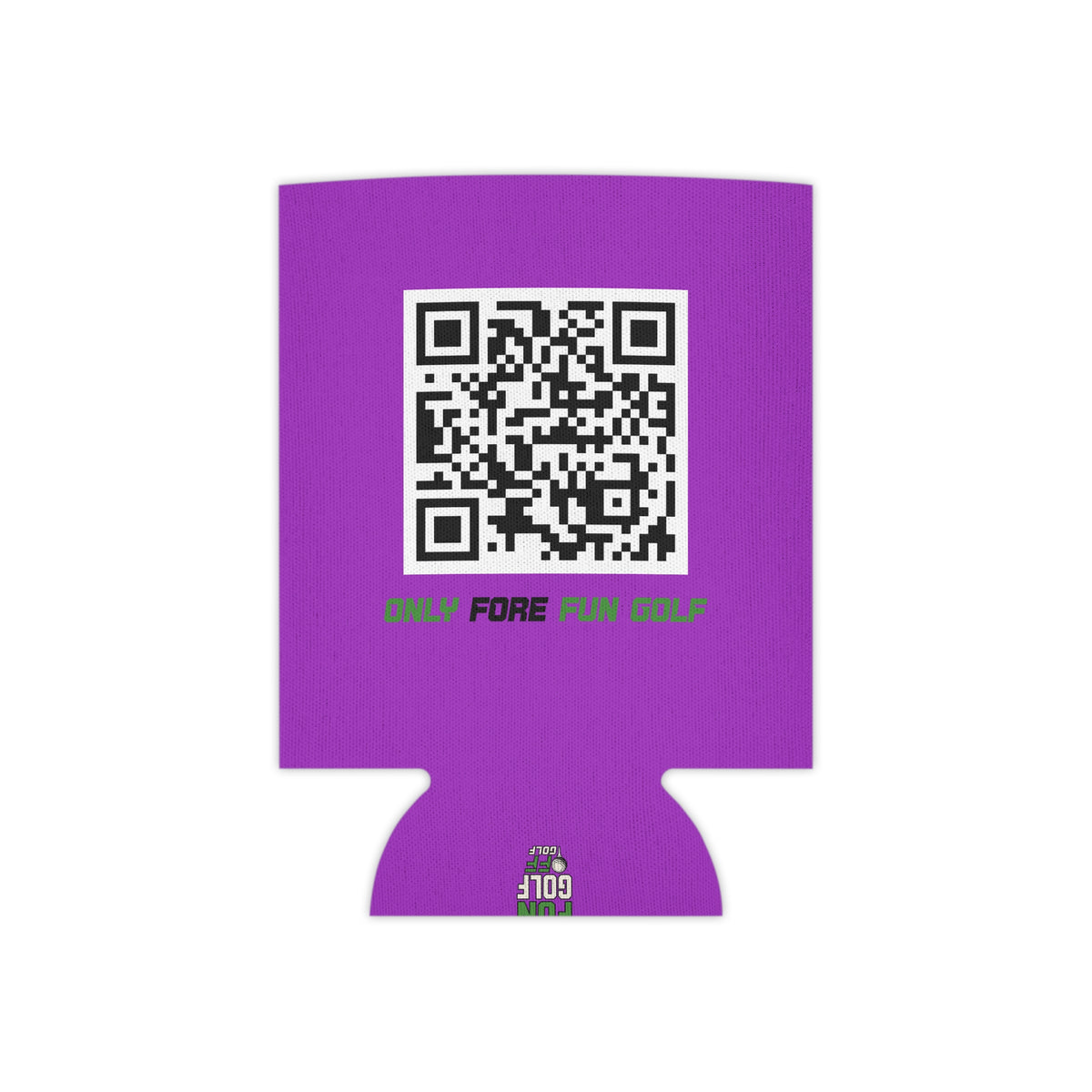 Regular and Slim Can Cooler — "Only Fore Fun Golf" QR Code Beverage Cooler - Purple