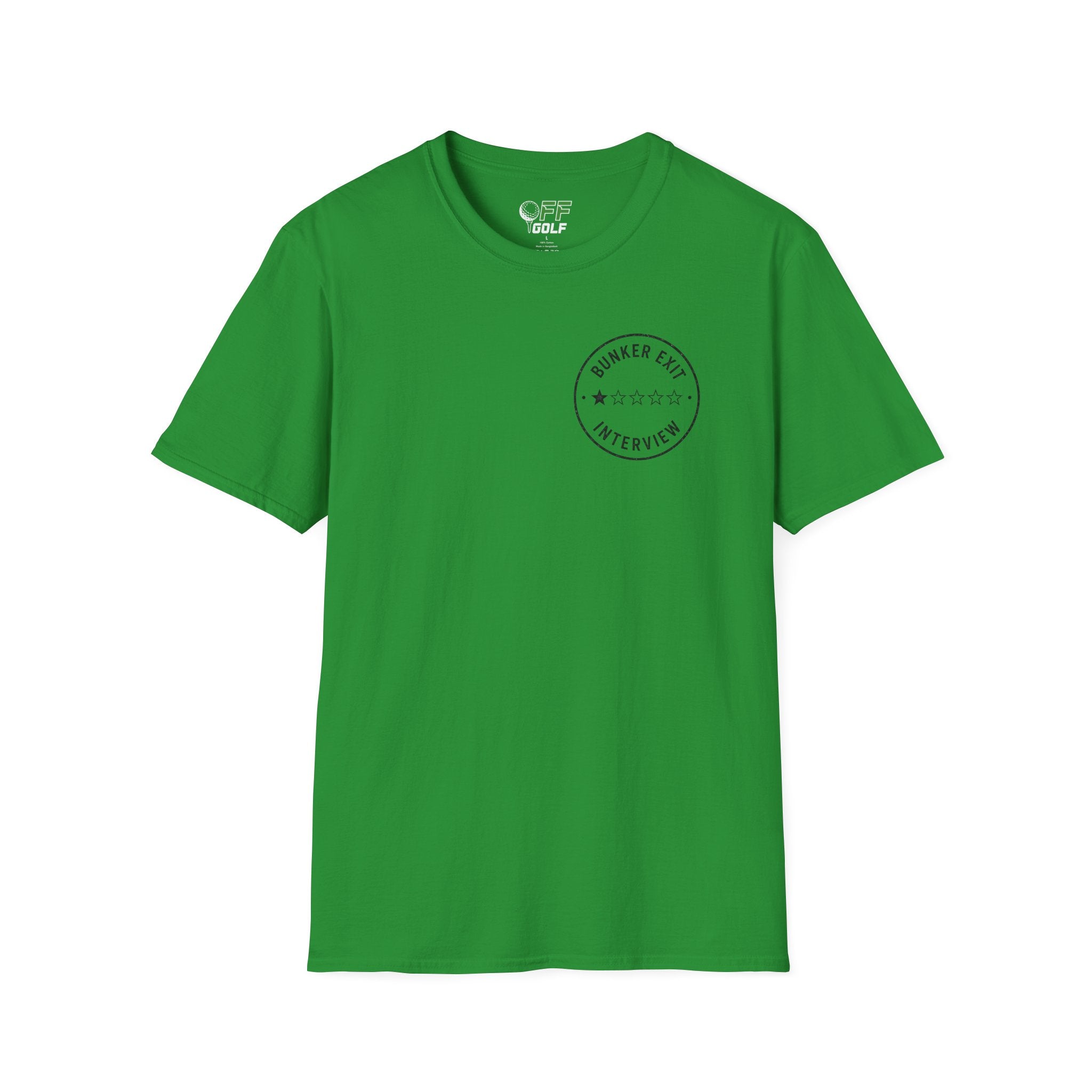 Bunker Exit Interview T-Shirt — Minimal Badge Graphic Tee (16 Colors)