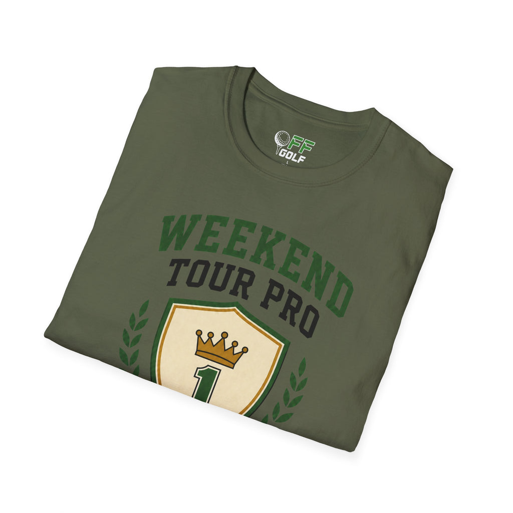 Weekend Tour Pro Golf T-Shirt — "Weekend Tour Pro" Crest Tee for Casual Golfers (16 colors)