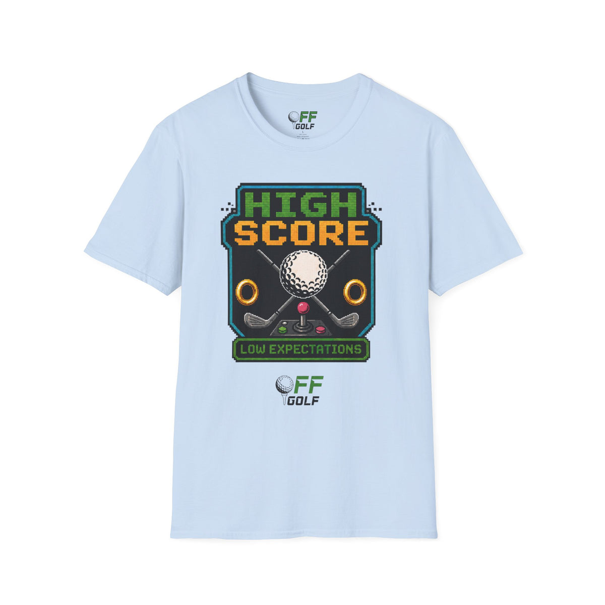 Golf T-Shirt — "High Score" Retro Arcade Pinball Golfing Tee (16 colors)