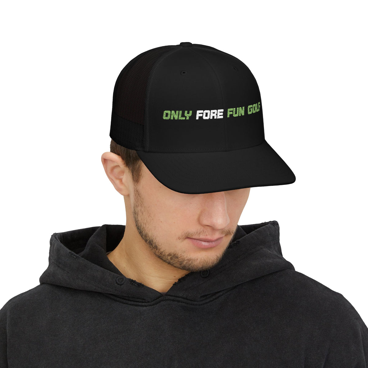 Golf Trucker Cap — "Only Fore Fun Golf" Embroidered Snapback (3 colors)