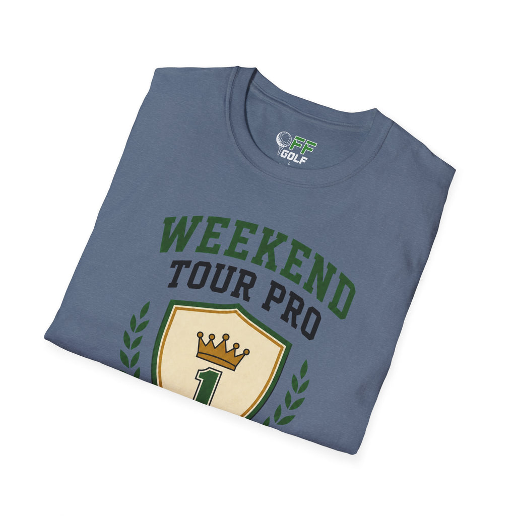 Weekend Tour Pro Golf T-Shirt — "Weekend Tour Pro" Crest Tee for Casual Golfers (16 colors)