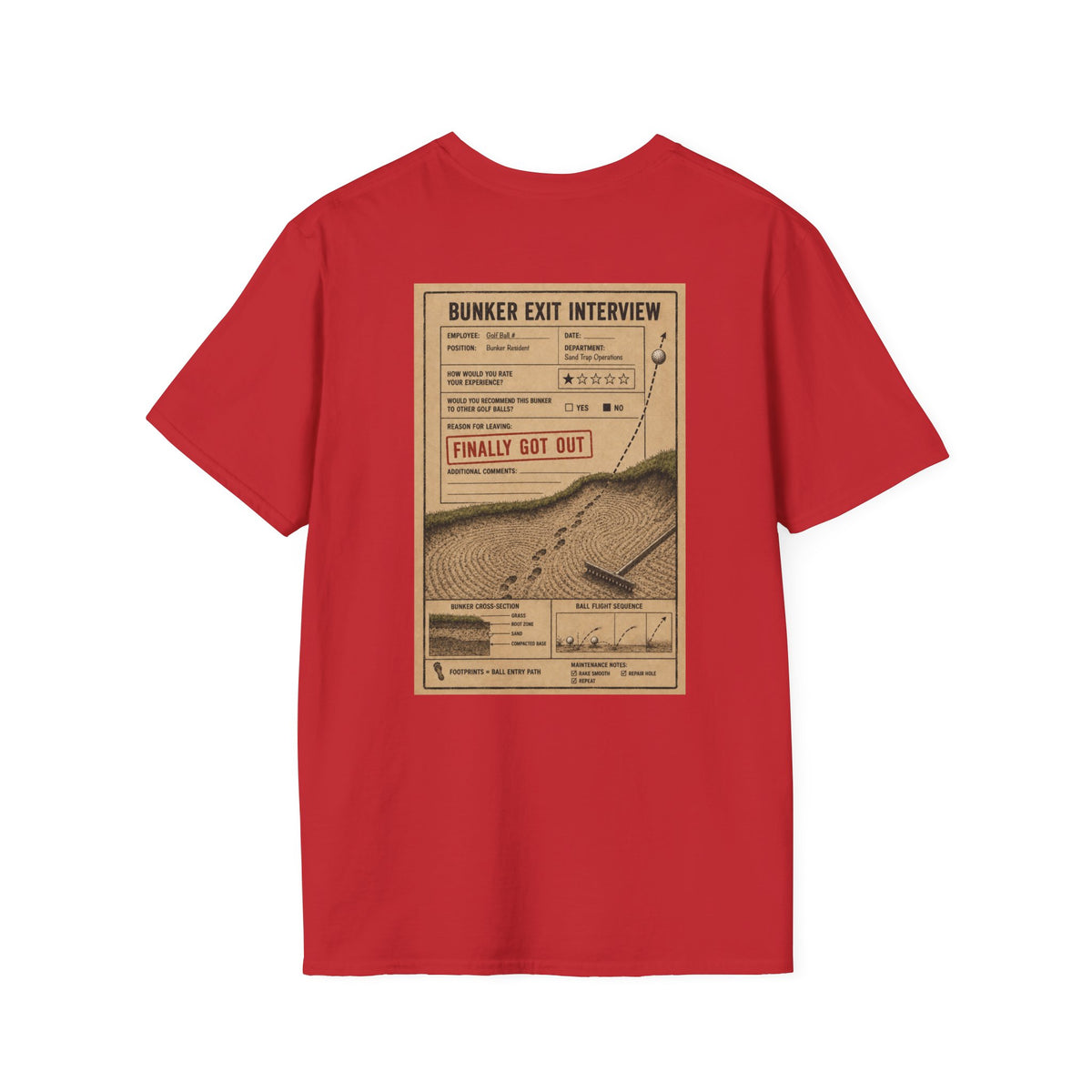 Bunker Exit Interview T-Shirt — Minimal Badge Graphic Tee (16 Colors)