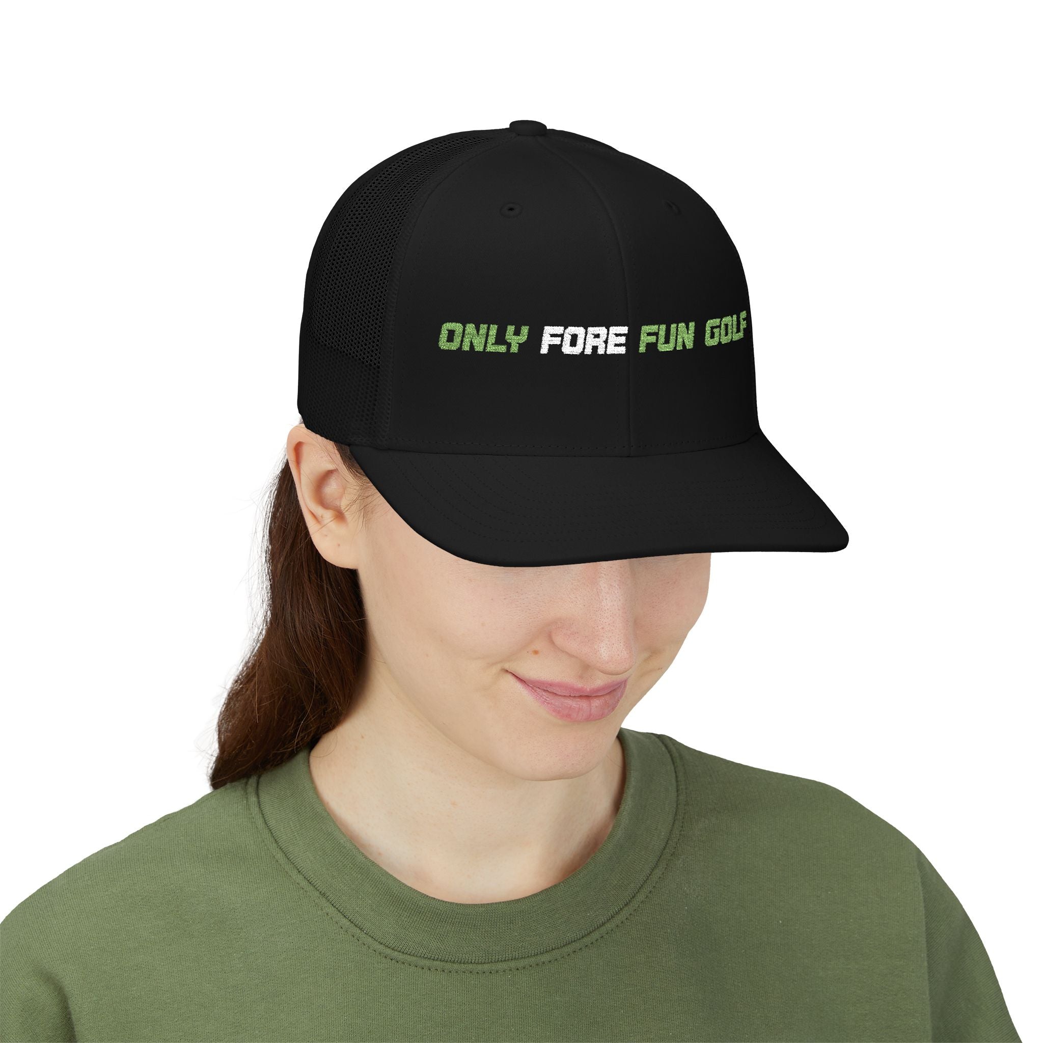 Golf Trucker Cap — "Only Fore Fun Golf" Embroidered Snapback (3 colors)