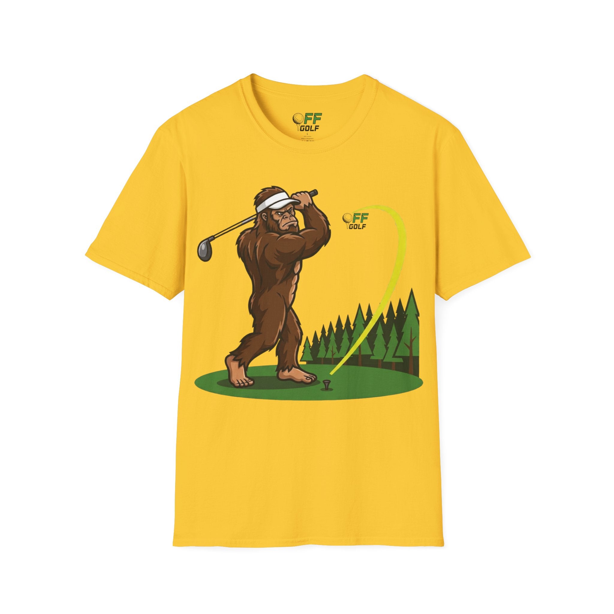 Sasquatch Golf Graphic T-Shirt — Bigfoot Golfer Funny Tee (16 colors)