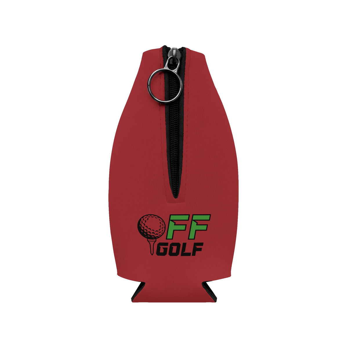 Zip-Up Bottle Cooler Sleeve — "Take the Fun Seriously" Golf Beverage Cooler - Red