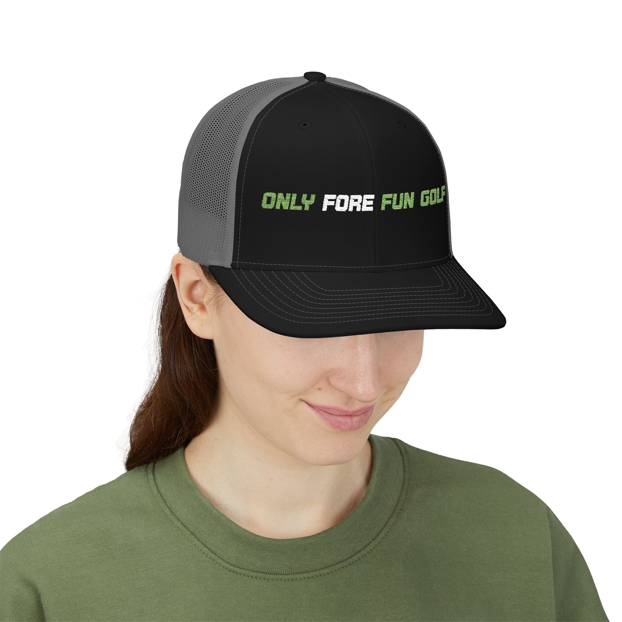 Golf Trucker Cap — "Only Fore Fun Golf" Embroidered Snapback (3 colors)