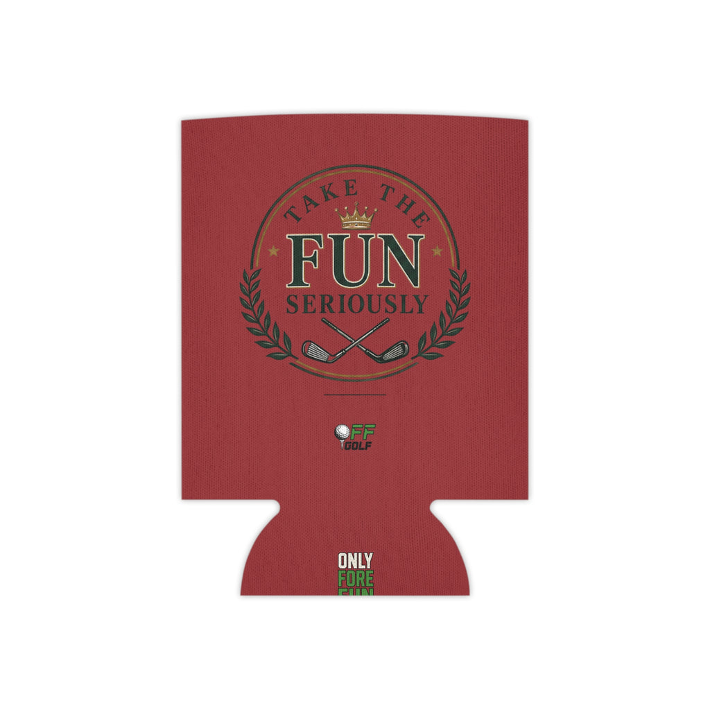 Can Cooler — 'Take the Fun Seriously' Beverage Cooler with QR Code Design - Red