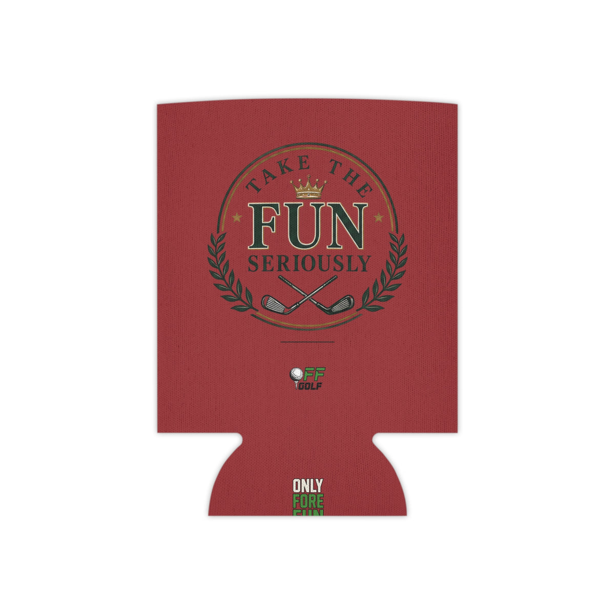 Can Cooler — 'Take the Fun Seriously' Beverage Cooler with QR Code Design - Red