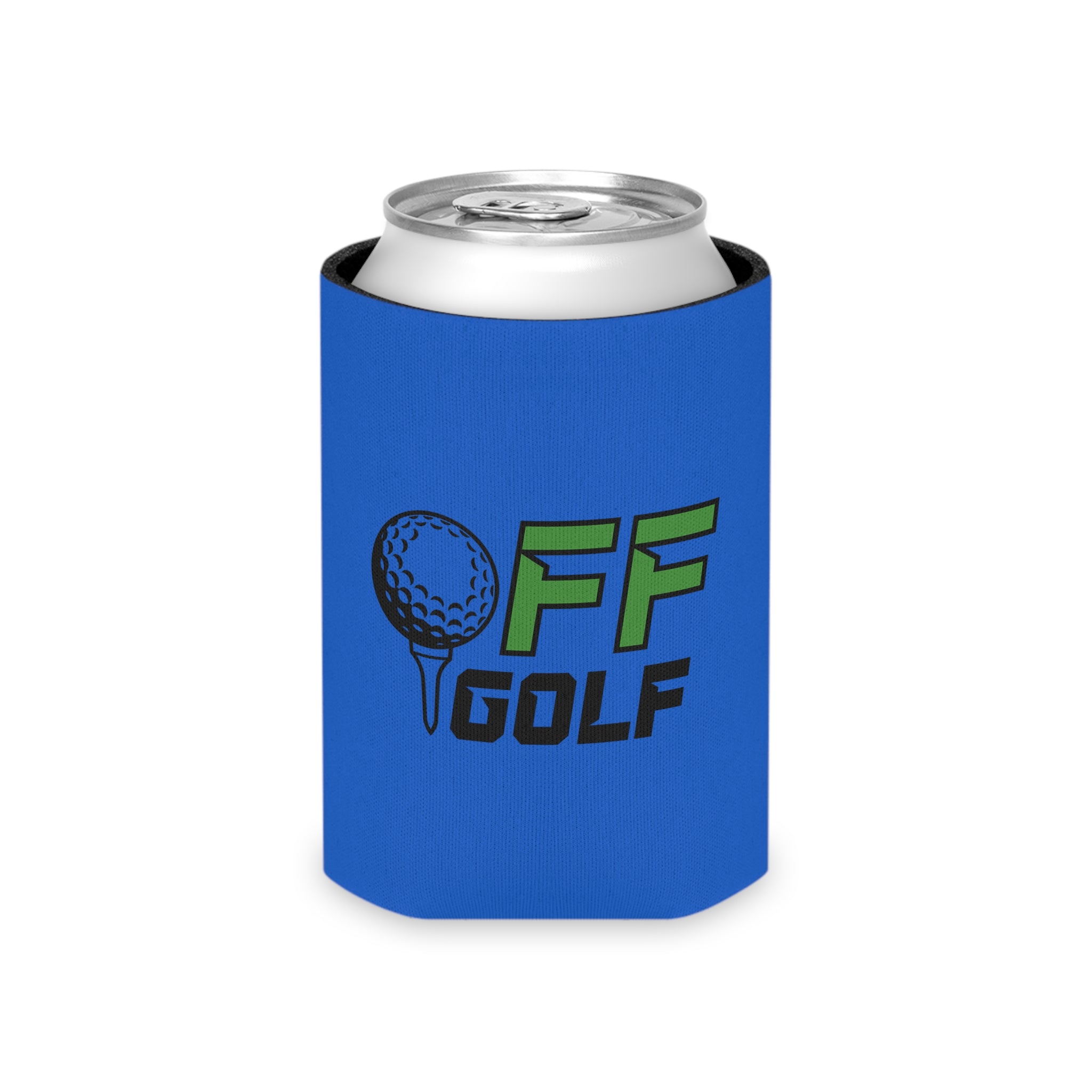 Off Golf Can Cooler — "Only Fore Fun Golf" QR Code Beverage Cooler - Blue
