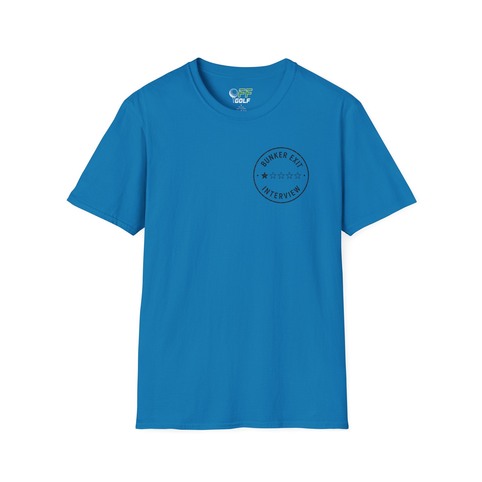 Bunker Exit Interview T-Shirt — Minimal Badge Graphic Tee (16 Colors)