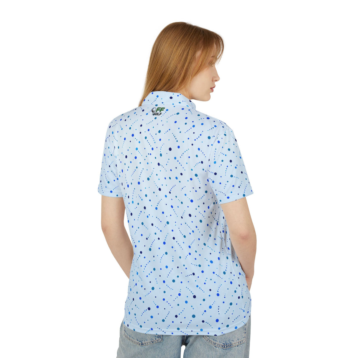 Golf Polo Shirt - Blue Confetti Dots Performance Polo Shirt
