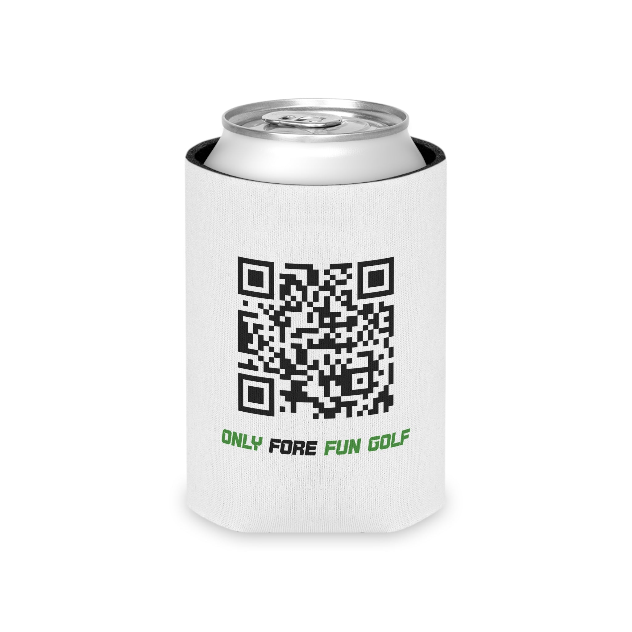 Off Golf Regular or Slim Can Cooler — "Only Fore Fun Golf" Beverage Cooler - White