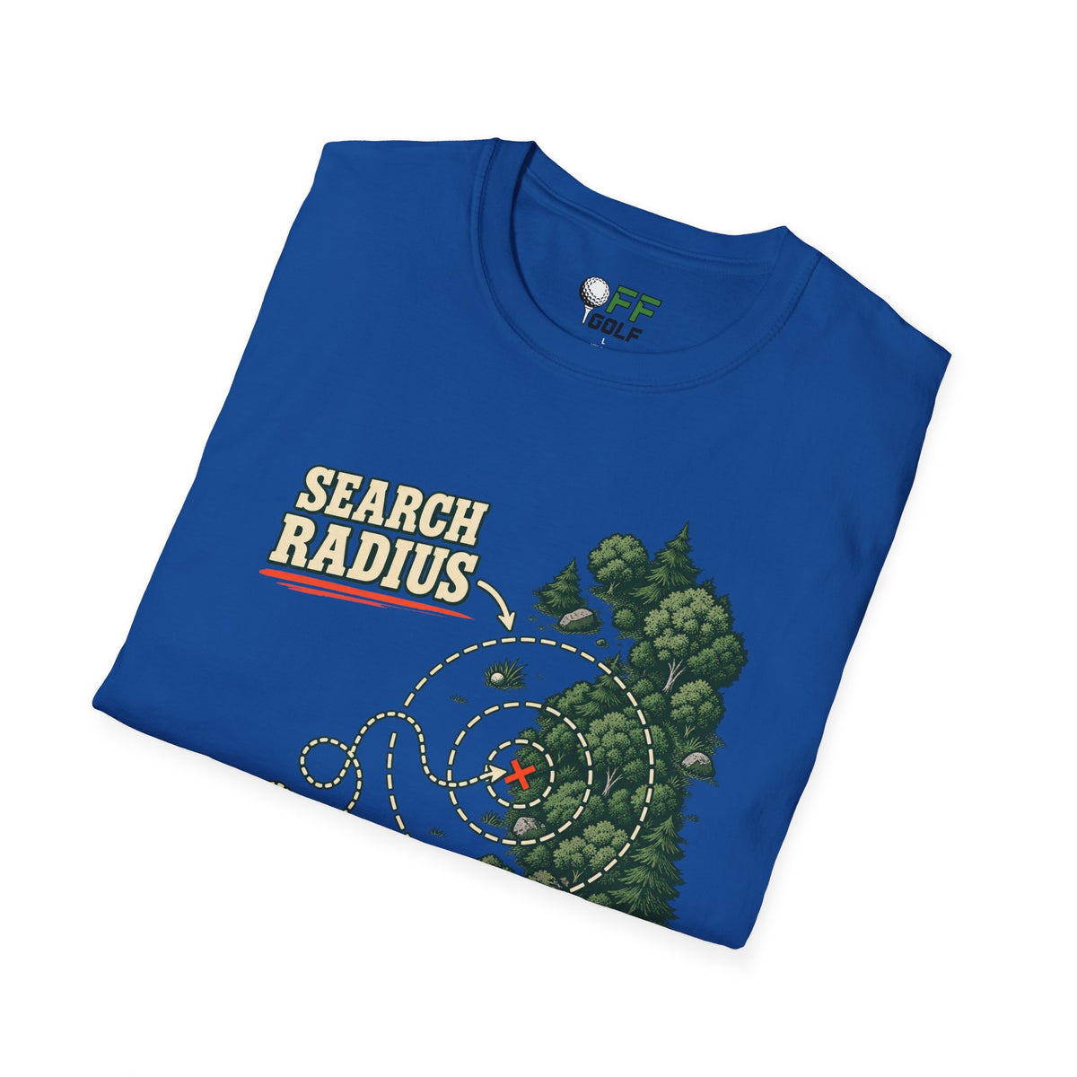 Golf Search Radius T-Shirt — Funny Golf Course Map Design (16 Colors)
