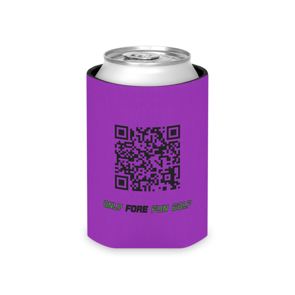 Regular and Slim Can Cooler — 'Take the Fun Seriously' Beverage Cooler with QR Code Design - Purple