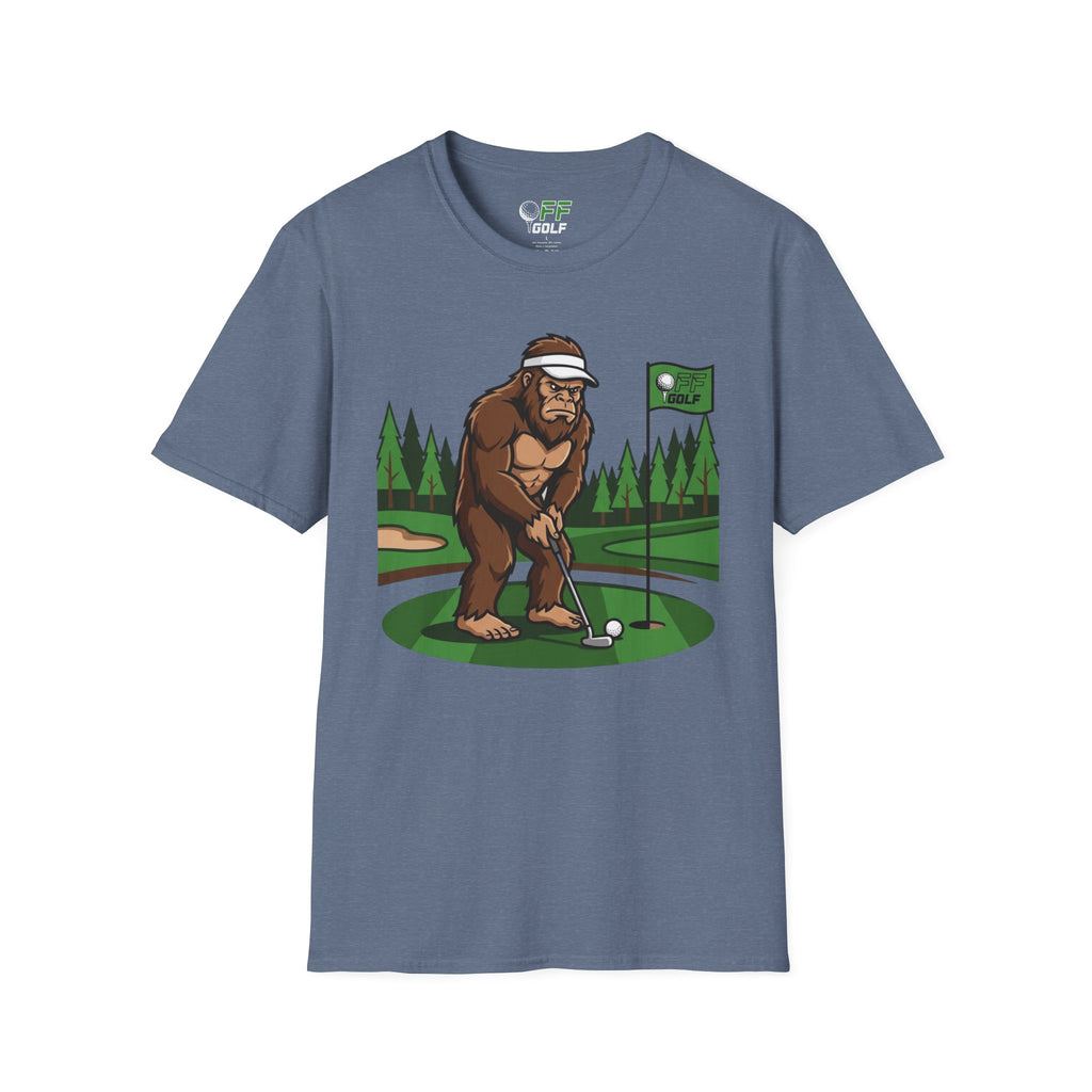 Bigfoot Golfer T-Shirt — Funny Sasquatch Putting Design Tee (16 colors)