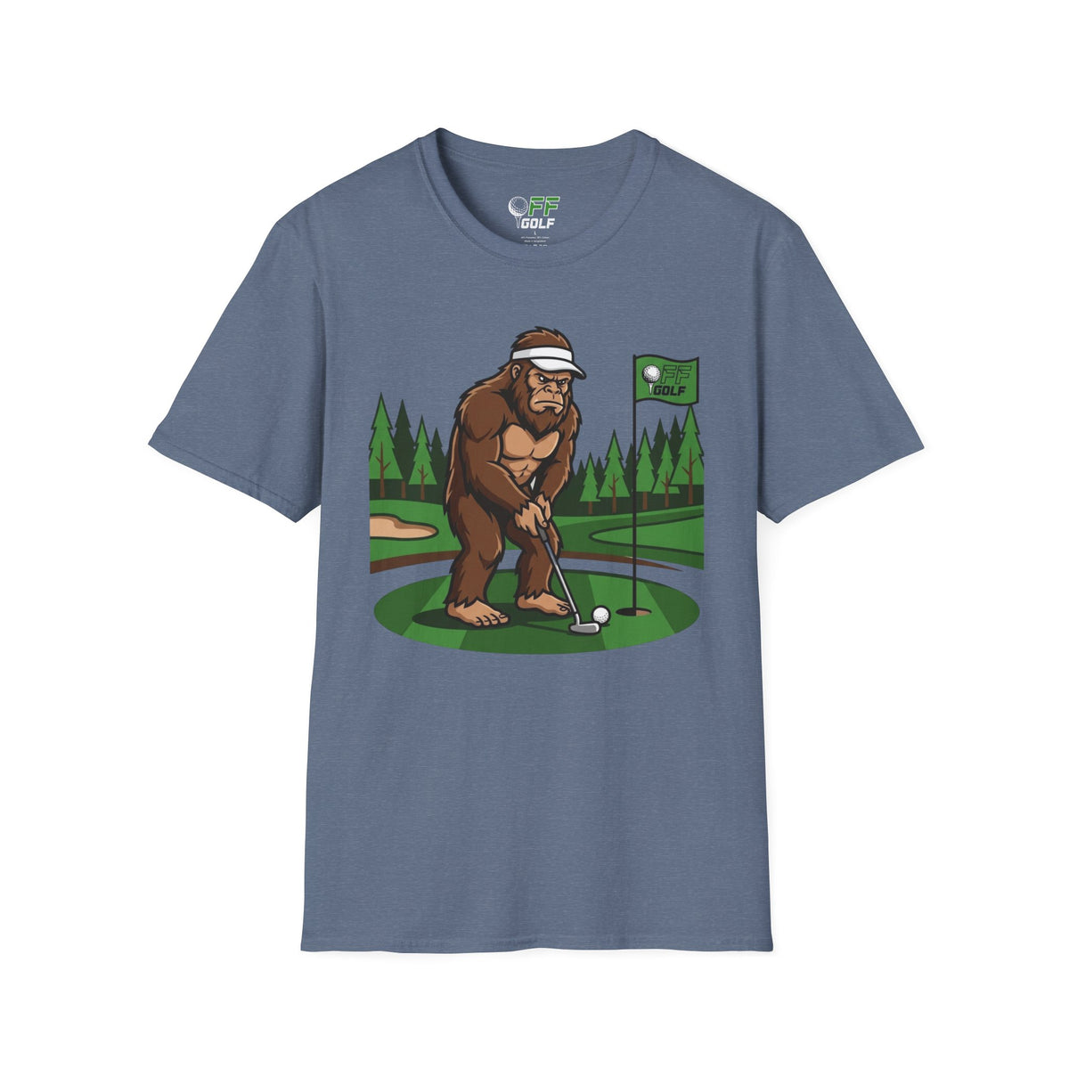 Bigfoot Golfer T-Shirt — Funny Sasquatch Putting Design Tee (16 colors)