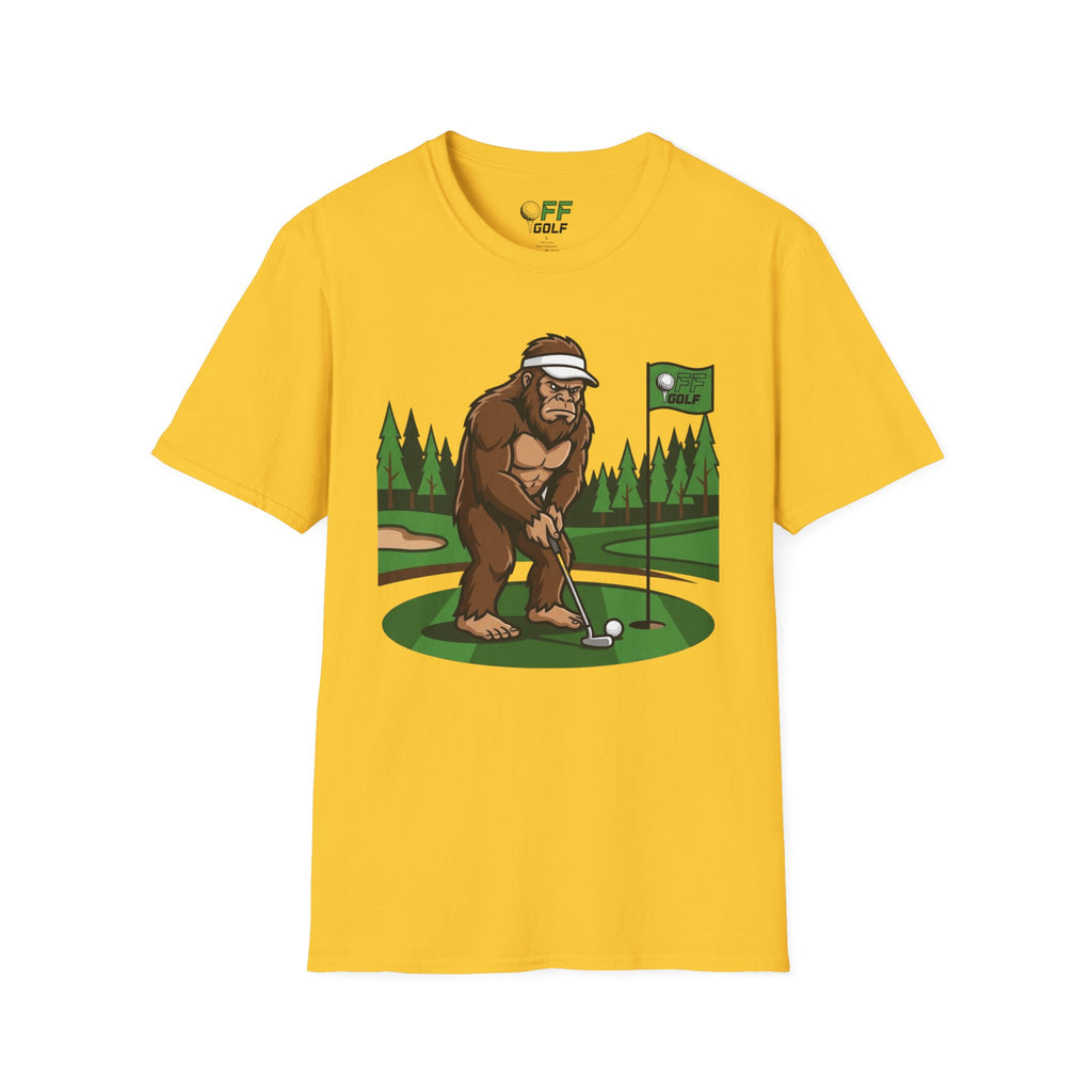 Bigfoot Golfer T-Shirt — Funny Sasquatch Putting Design Tee (16 colors)