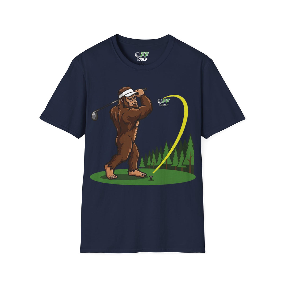 Sasquatch Golf Graphic T-Shirt — Bigfoot Golfer Funny Tee (16 colors)